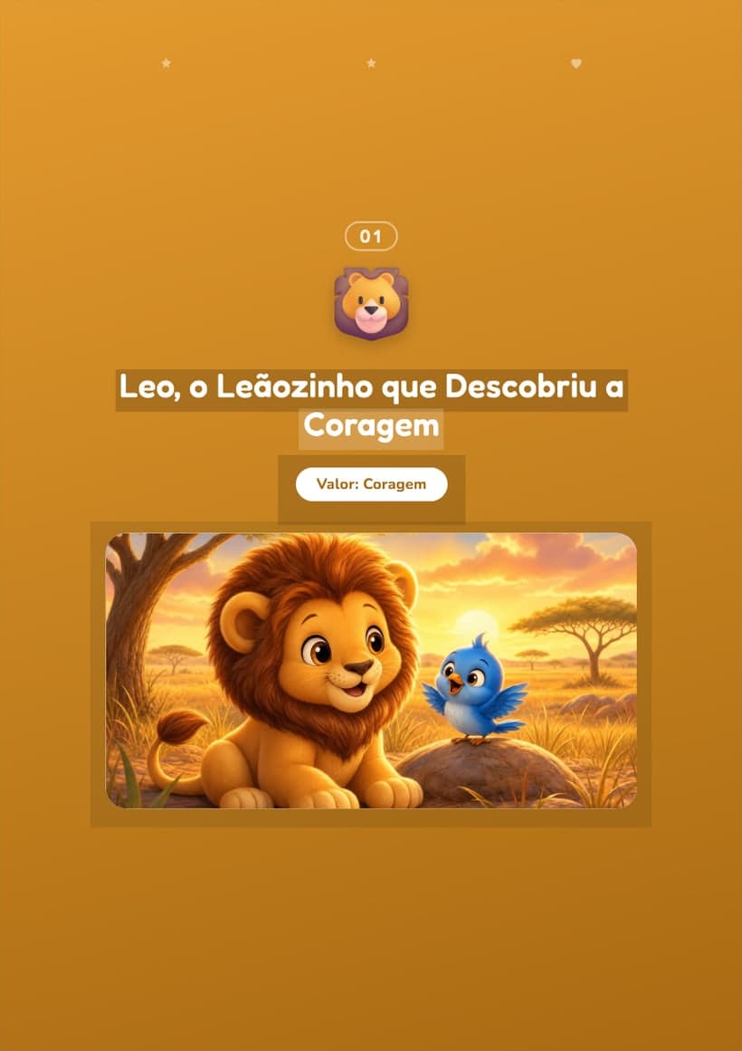 Abertura da história do leãozinho Leo